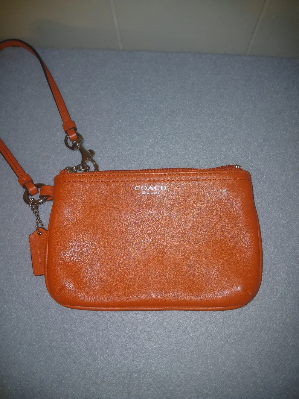 Coach Orange Leather Wristlet Clutch